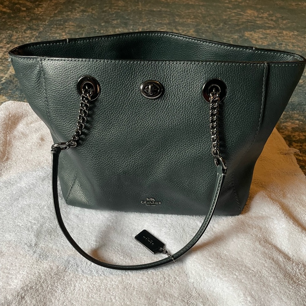 Forest Green Coach Tote